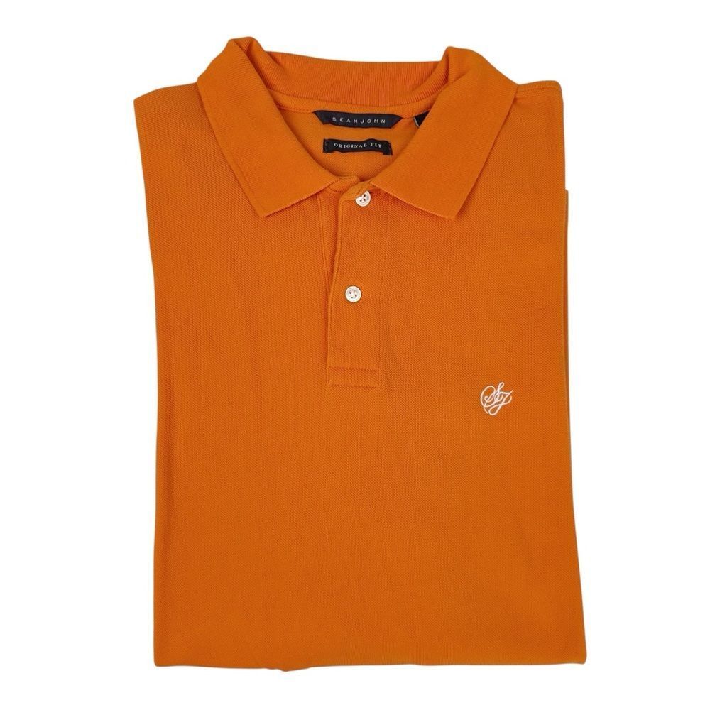 Sean John Golf Polo Shirt Orange Mens XL Short Sleeve Collared OG Fit Hip Hop